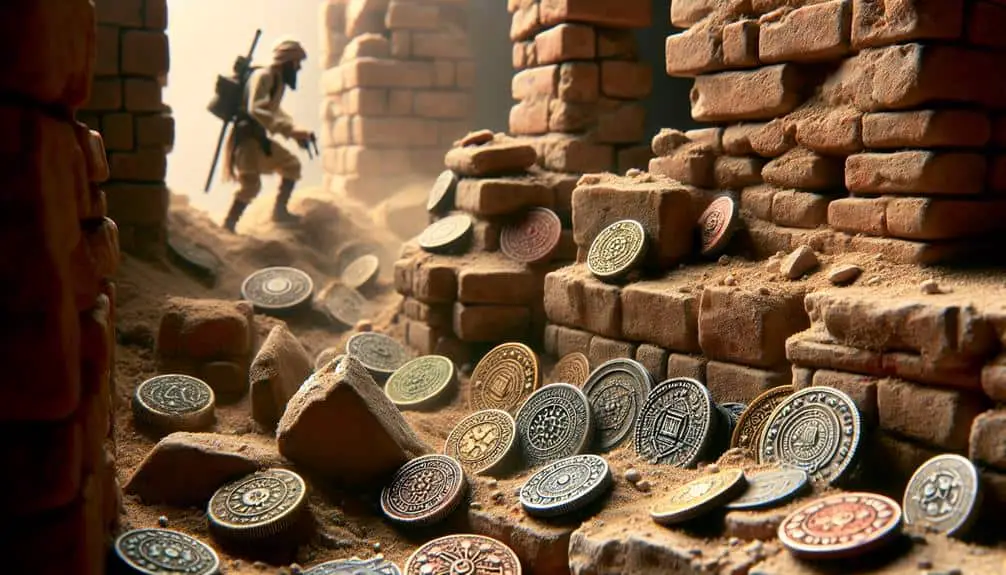 ancient coins in ruins