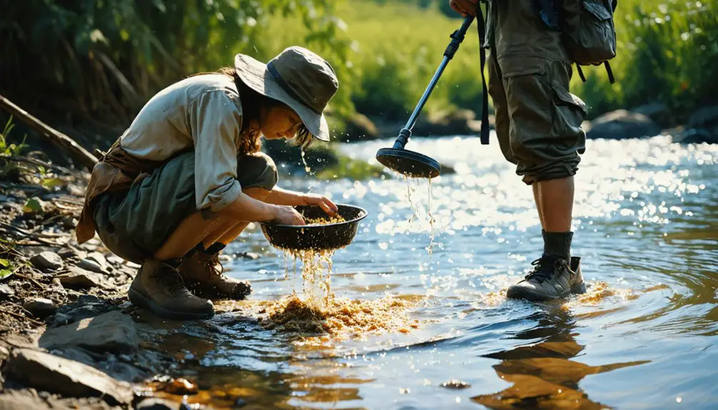 gold panning or metal detecting