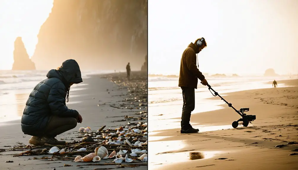 beach combing or metal detecting