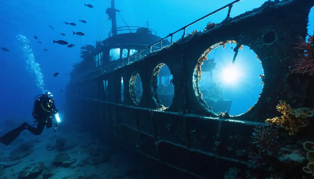 diving for submerged shipwrecks