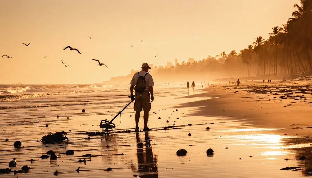treasure hunting at beach