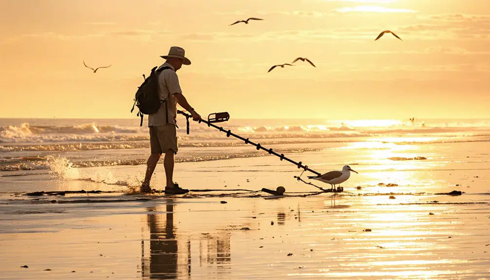 treasure hunting by shoreline