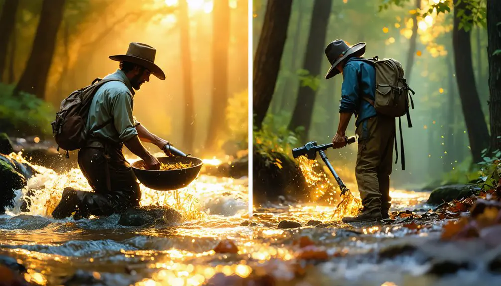 gold panning or metal detecting