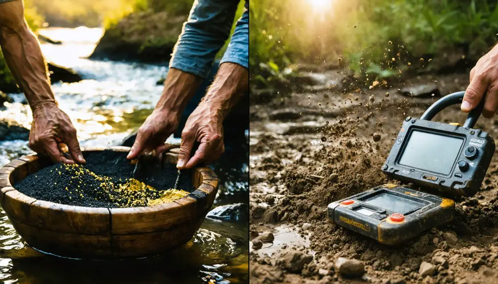 panning for gold versus detecting