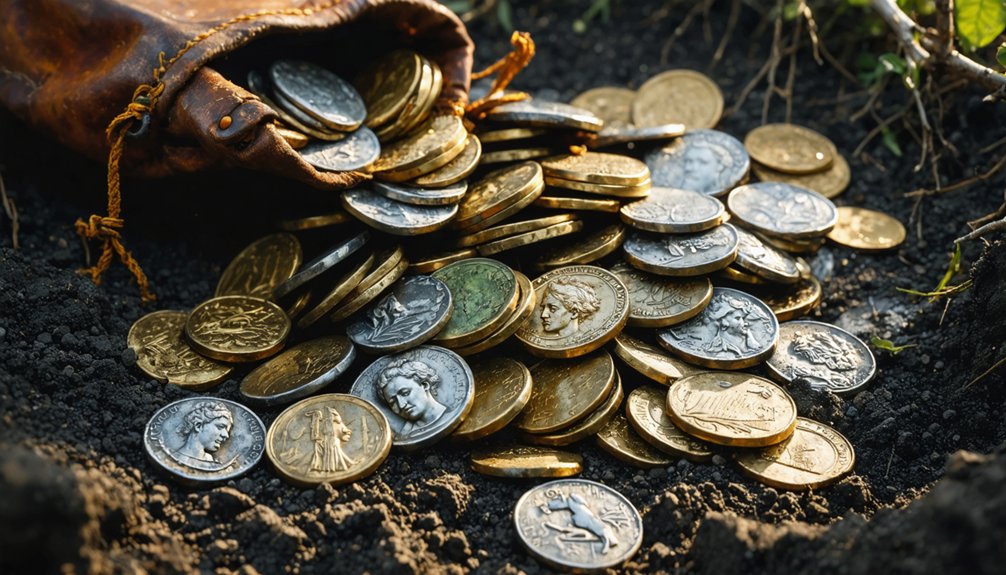 buried treasure with coins