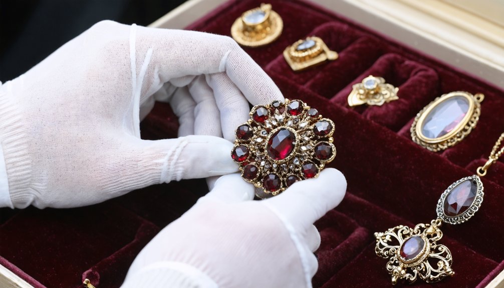 authentic antique brooch inspection