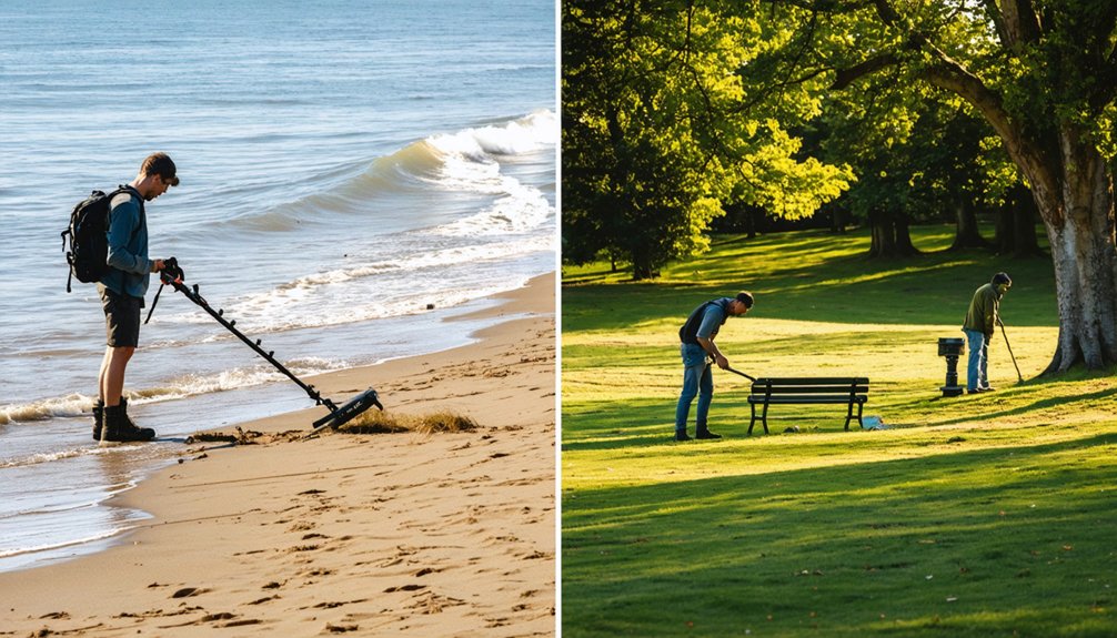beach versus park treasure hunting