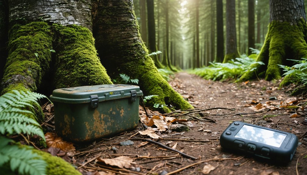 geocaching adventure on trail