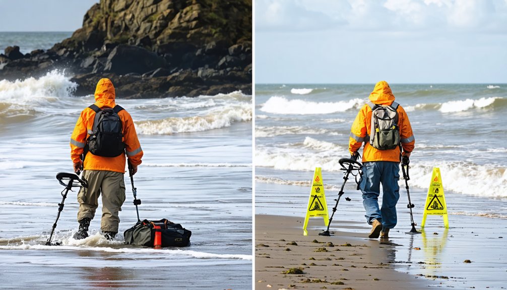 beach detecting safety precautions