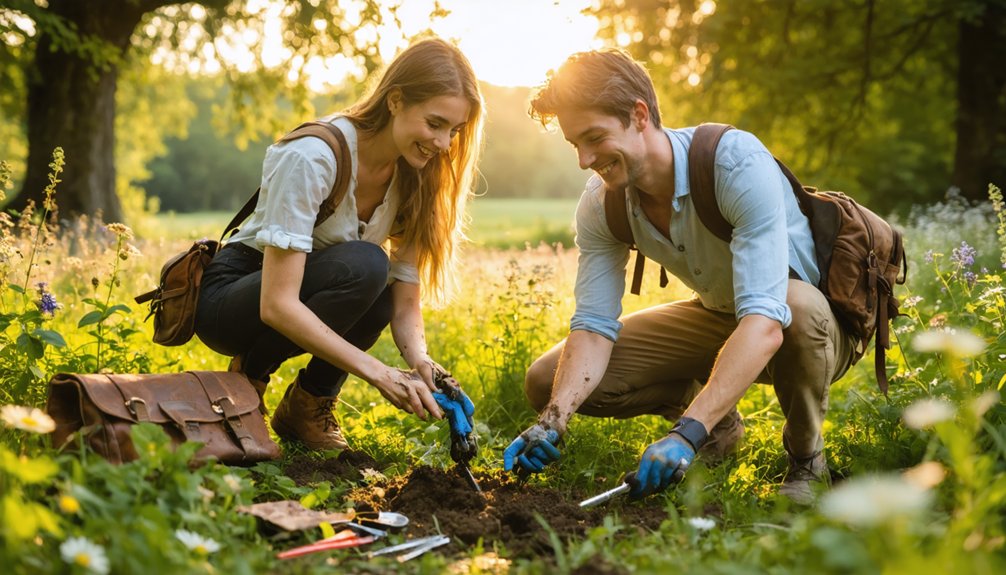 couples metal detecting treasure adventure