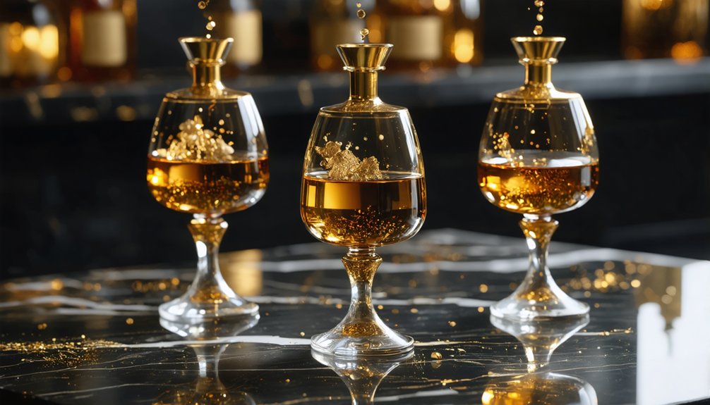 golden miniature liquor bottles