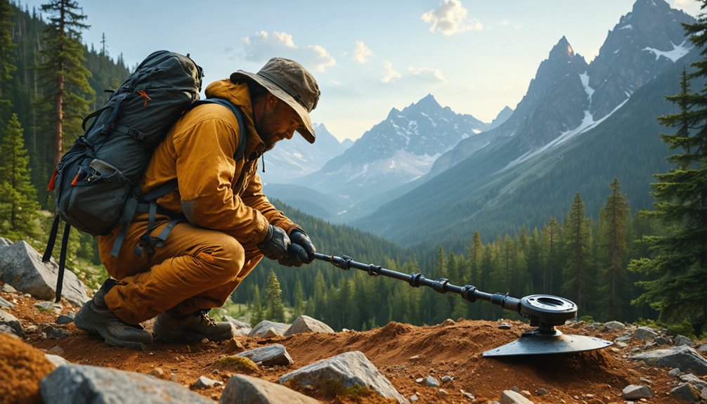 mountainous gold exploration with metal detectors