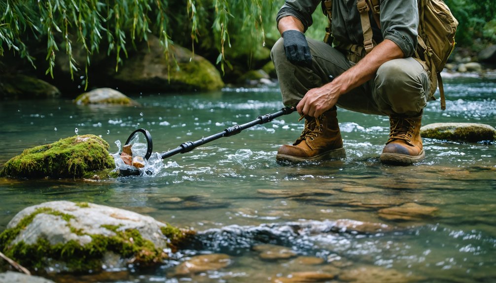 searching riverbeds for hidden treasures