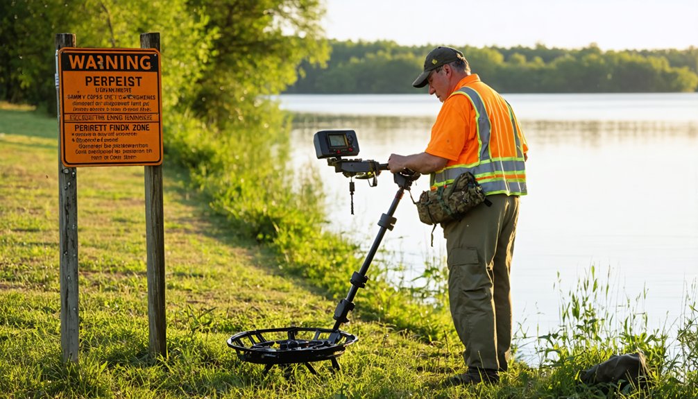approved shoreline metal detecting permitted