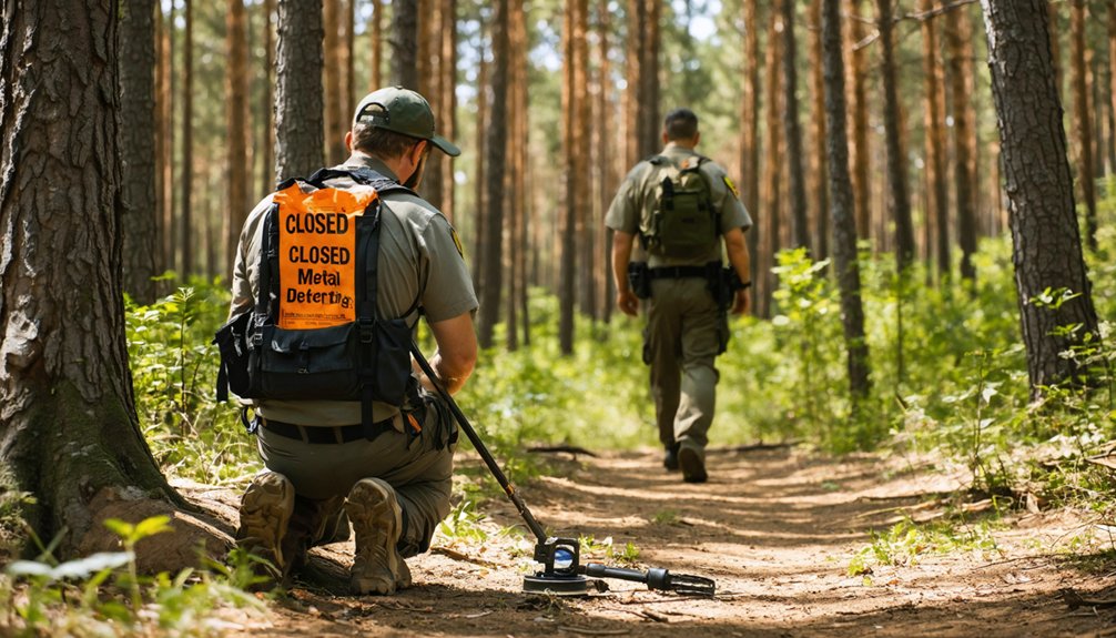metal detection state park permission