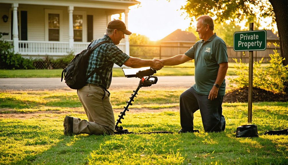 obtain written landowner permission before detecting