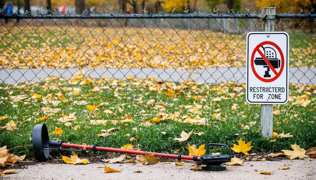 restricted metal detecting areas outlined