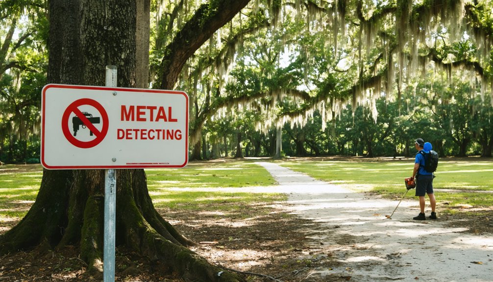 prohibited metal detecting sites
