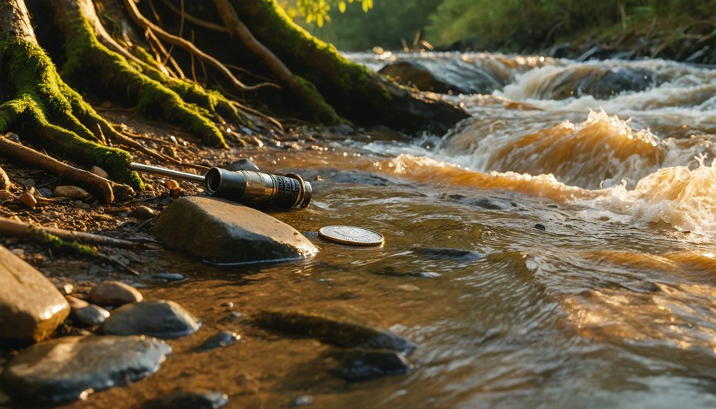 river erosion reveals buried coins