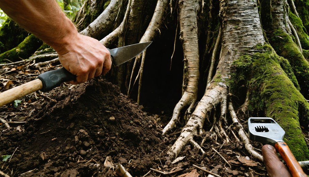 careful root zone excavation